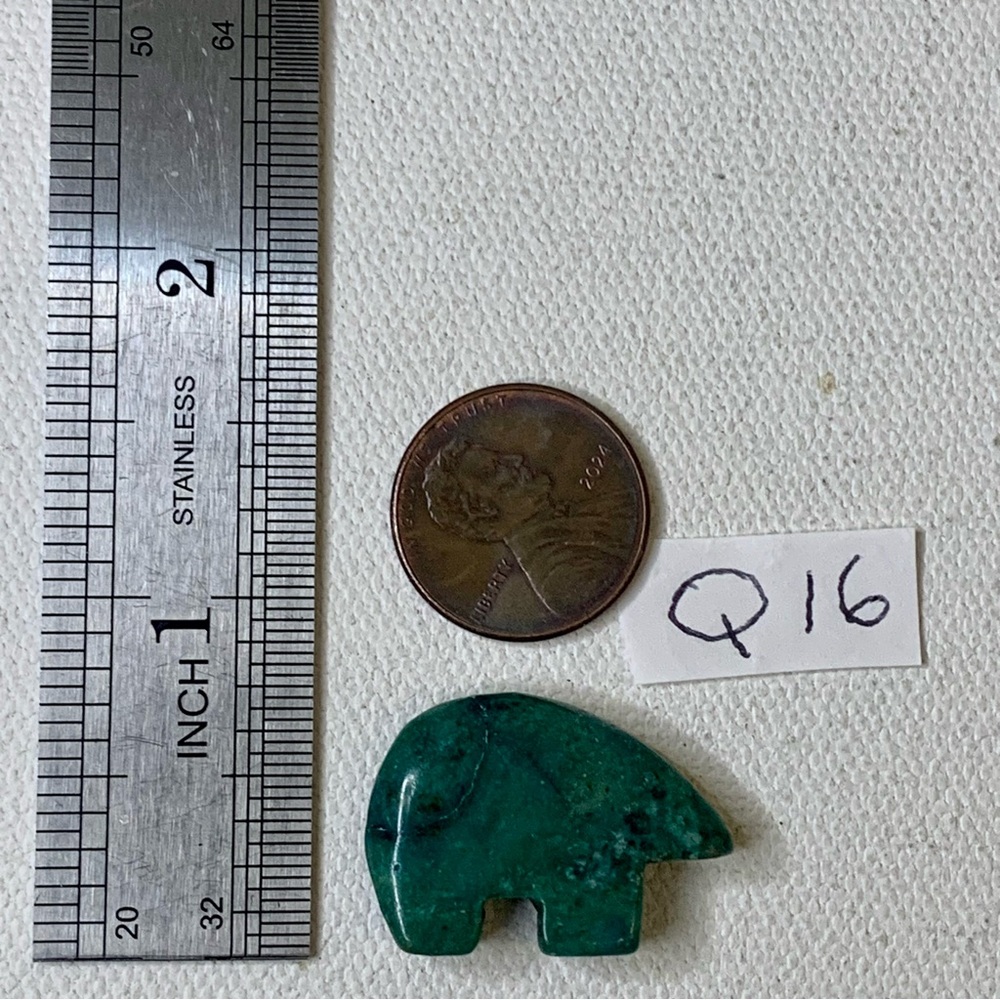 Chrysocolla Bear Fetish Bead Native American Zuni Style Top Drilled Animal 1” - Picture 12 of 15